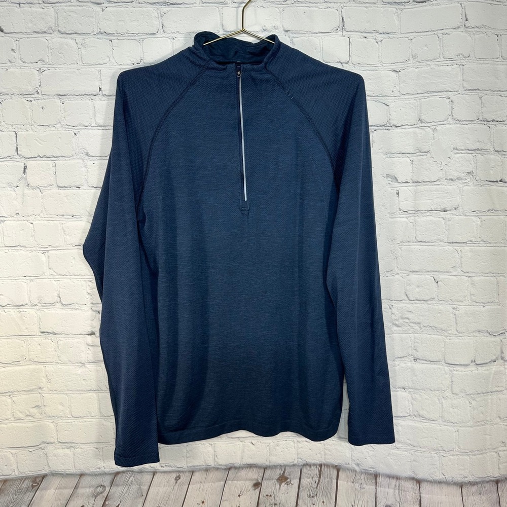 Lululemon Metal Vent Tech Half Zip 2.0 Navy Blue Heathered Pullover Mens Medium